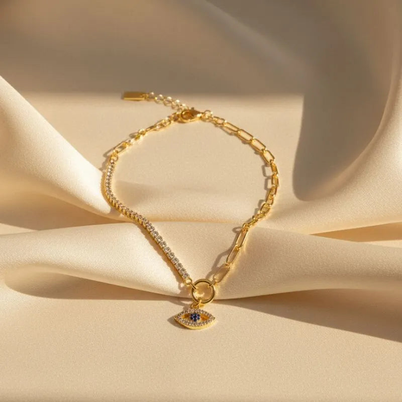 Evil Eye Gold Crystal Bracelet