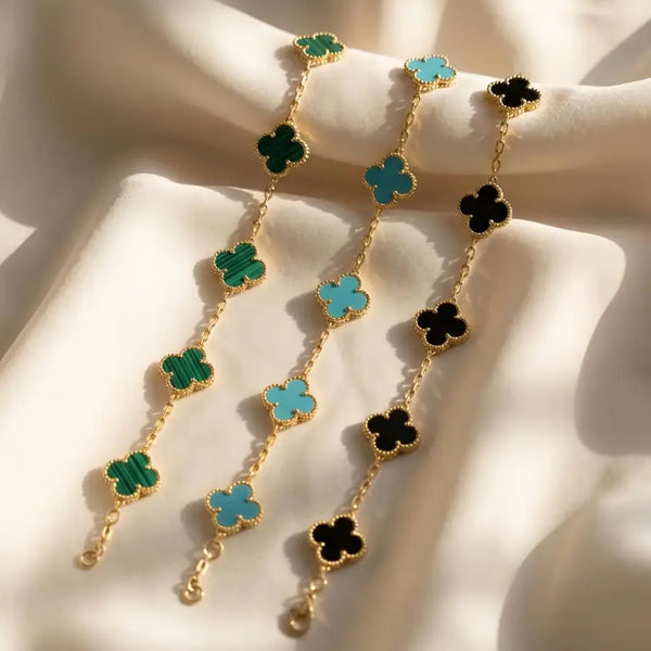 Four-Leaf Clover 18K Gold Plated Charm Bracelet