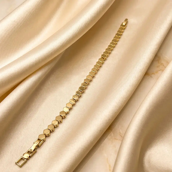 Geometric Segment Minimalist Gold Plated Bracelet