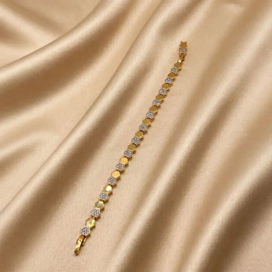 Geometric Zirconia Gold Plated Tennis Bracelet