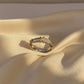 Gold-Plated Band Ring with baguette-cut diamonds