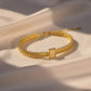 Gold-Plated Wheat Chain Bracelet – Rectangular Charm