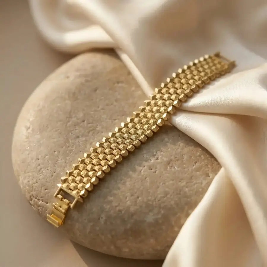 Gold-Plated Classic Broad Textured Bracelet1