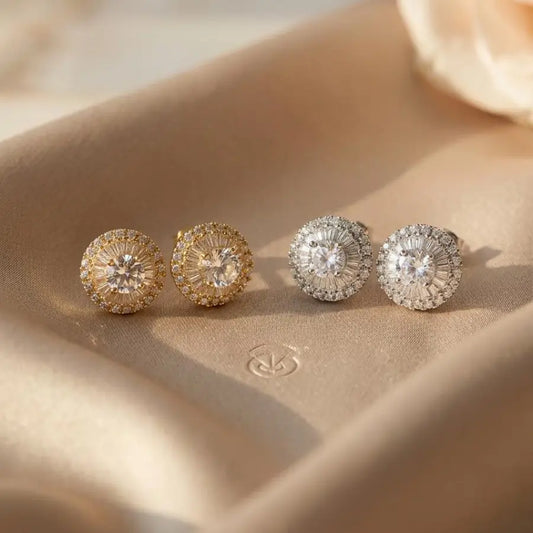 Gold-Plated & Silver-Toned Sunburst Stud Earrings