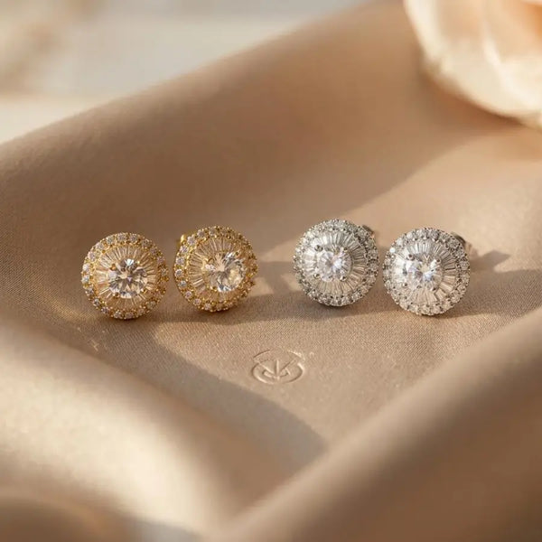 Gold-Plated & Silver-Toned Sunburst Stud Earrings