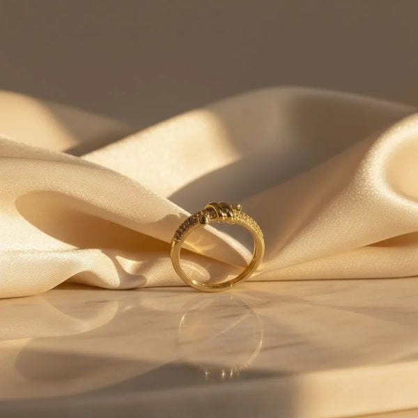 Gold-Plated Wrap Ring with Cubic Zirconia