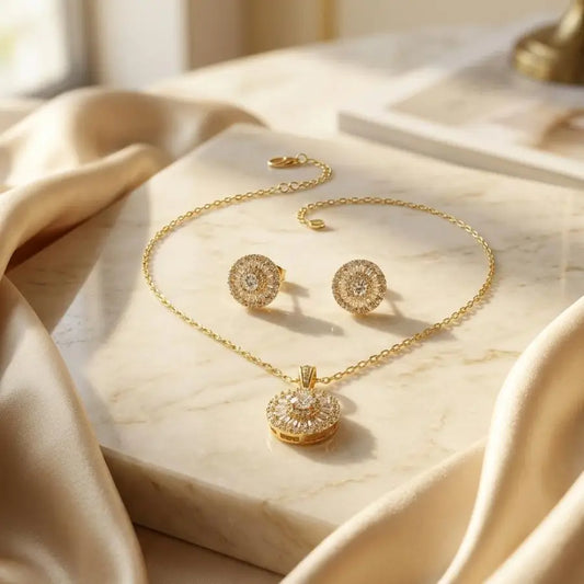 Gold-Plated and Silver-Toned Sunburst Jewelry Set2