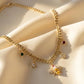 Gold Plated Crystal and Pearl Bee Multi-Charm Necklace