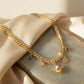 Gold Plated Crystal and Pearl Bee Multi-Charm Necklace