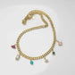 Gold Plated Colorful Charm Cuban Link Necklace