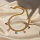 Gold Plated Colorful Charm Cuban Link Necklace