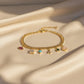 Gold Plated Colorful Charm Chain Bracelet