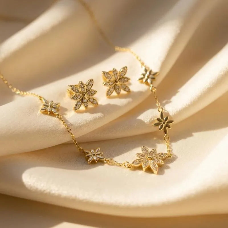 Flower Jewelry Set available in Gold & Silver