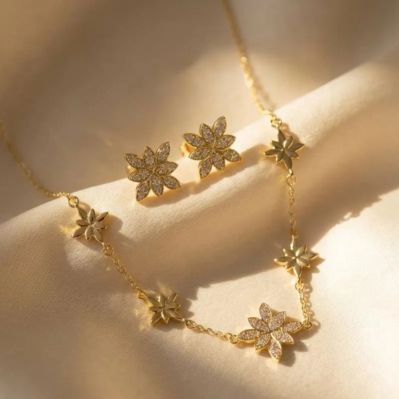 Flower Jewelry Set available in Gold & Silver
