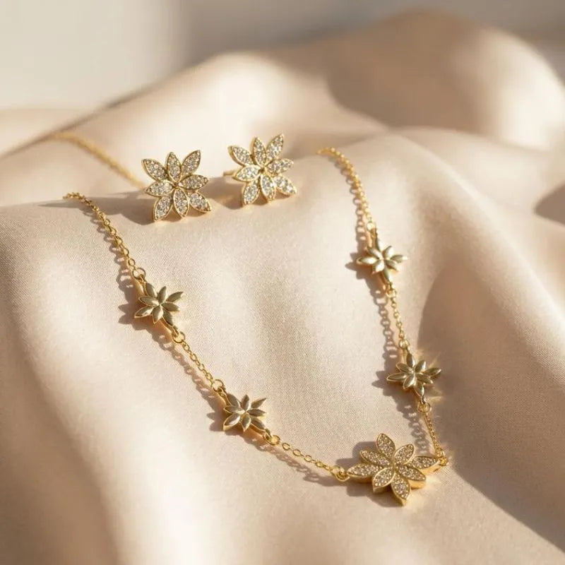 Flower Jewelry Set available in Gold & Silver