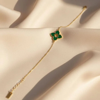 Gold-plated multi-color inlay daisy flower bracelet