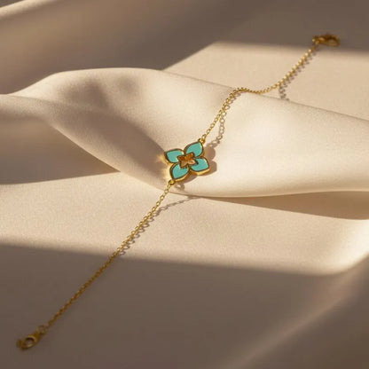 Gold-plated multi-color inlay daisy flower bracelet