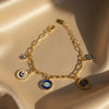 Gold Finish Evil Eye Link Bracelet