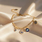 Gold Finish Evil Eye Link Bracelet