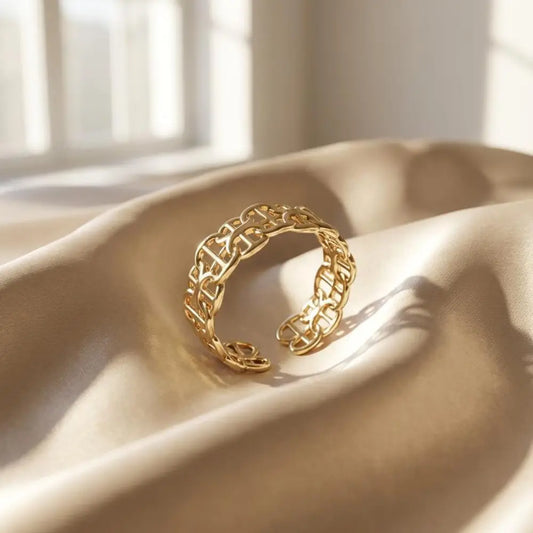  Gold Plated Adjustable Interlocking Chain Link Ring