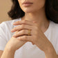 Woman wearing a  Gold Plated Adjustable Interlocking Chain Link Ring