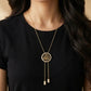 Gold Plated Allah Calligraphy Medallion Necklace worn by a person against a neutral background