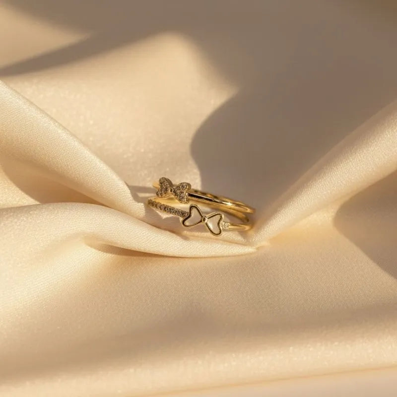 Gold Plated Butterfly Ring with zirconia