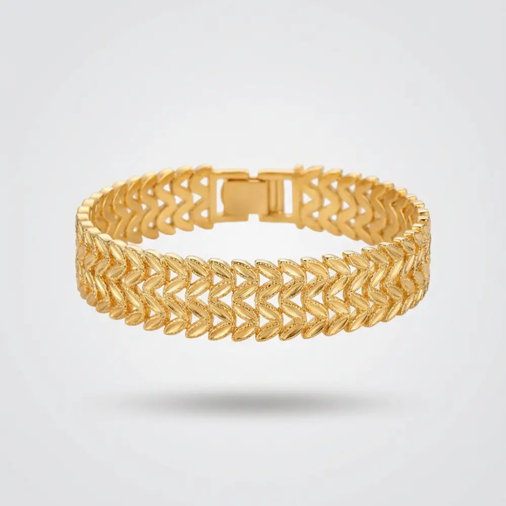  Gold Plated Double Row Leaf Link Bracelet