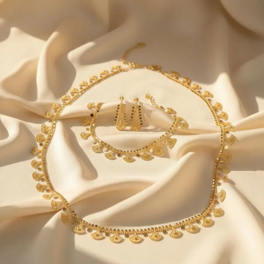 Gold Plated Fan Charm Signature Jewelry Set