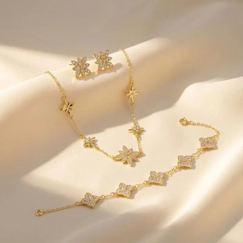 Floral Crystal Clover Jewelry Bundle