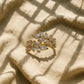 Gold Plated Leaf Cuff Ring Adjustable with zirconia