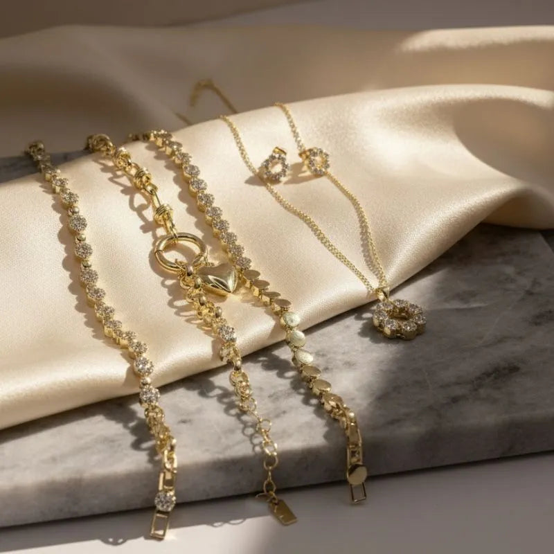 Gold Plated Luxe Sparkle Jewelry Bundle