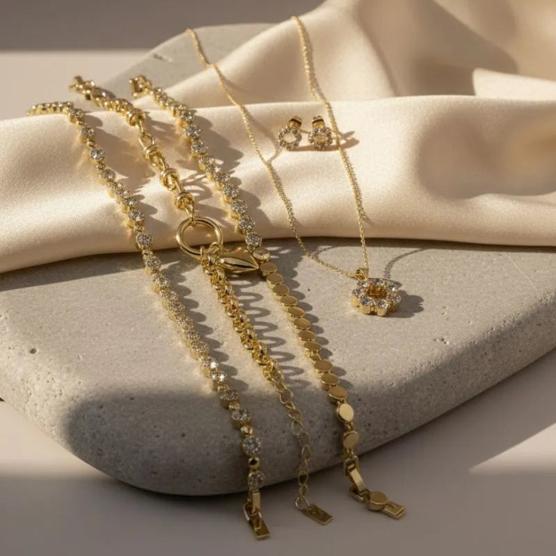 Gold Plated Luxe Sparkle Jewelry Bundle