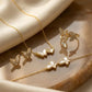 Gold Plated Mother of Pearl Butterfly Jewelry Bundle
