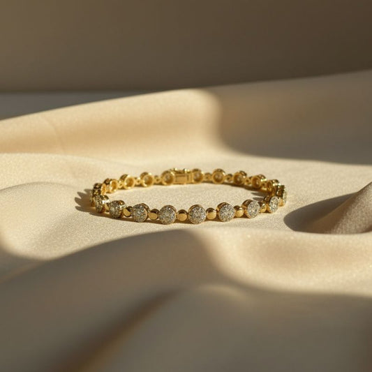 Gold Plated Pavé Circle Tennis Bracelet