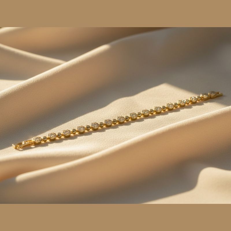 Gold Plated Pavé Circle Tennis Bracelet