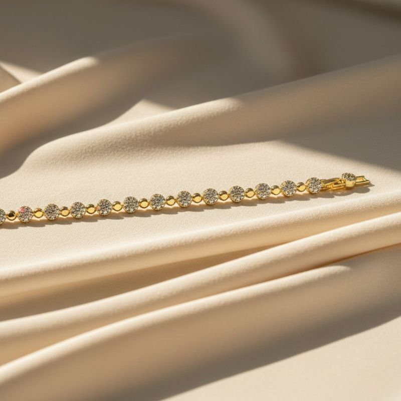 Gold Plated Pavé Circle Tennis Bracelet