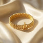  Gold Plated Ribbed Bead Bracelet