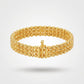 Gold Plated Ribbed Bead Bracelet on a light gray background