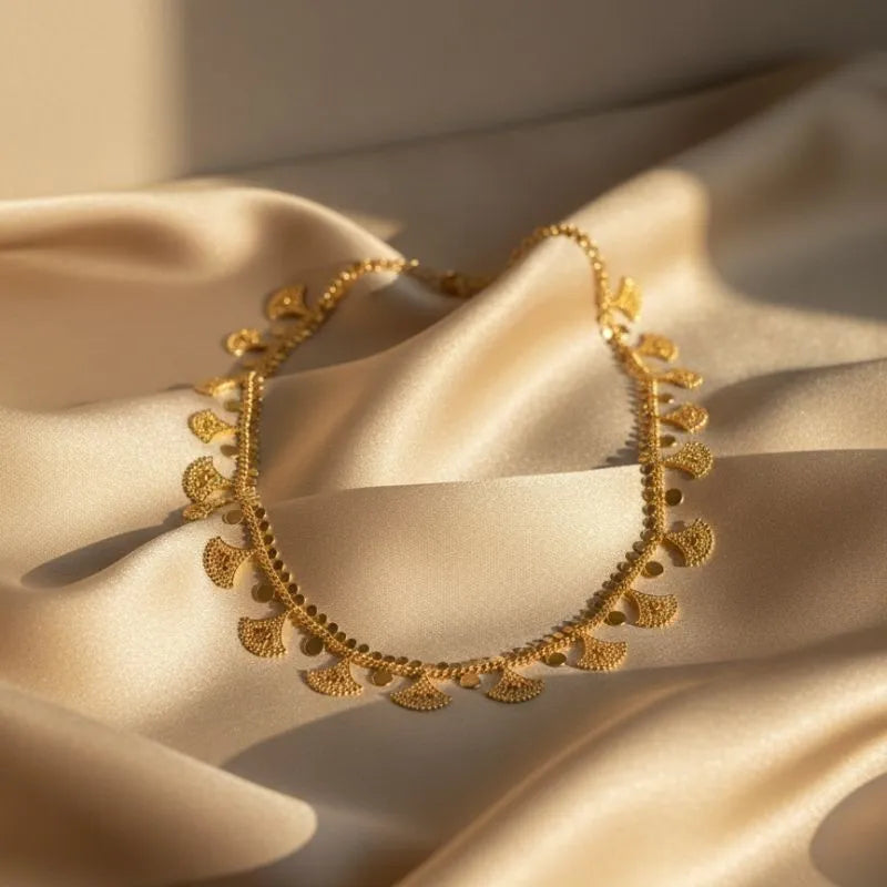 Gold Plated Royal Fan Charm Necklace