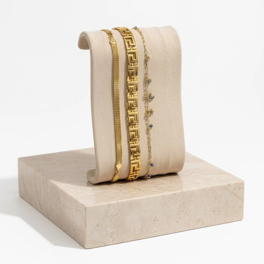 Gold Plated Soft Shine Bracelet Bundle of 3