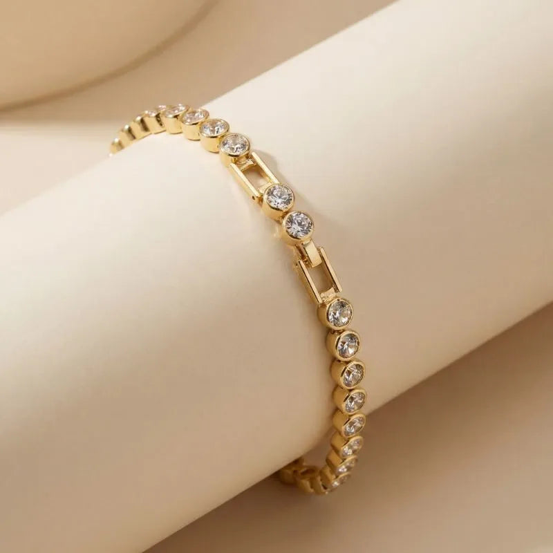 Gold Plated Zirconia Bezel Tennis Bracelet
