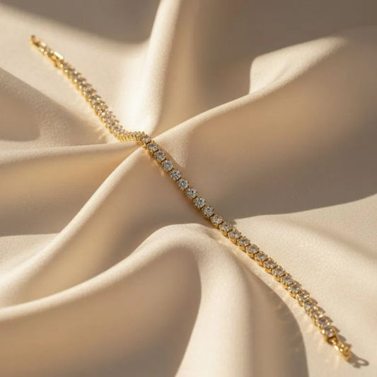 Gold Plated Zirconia Bezel Tennis Bracelet