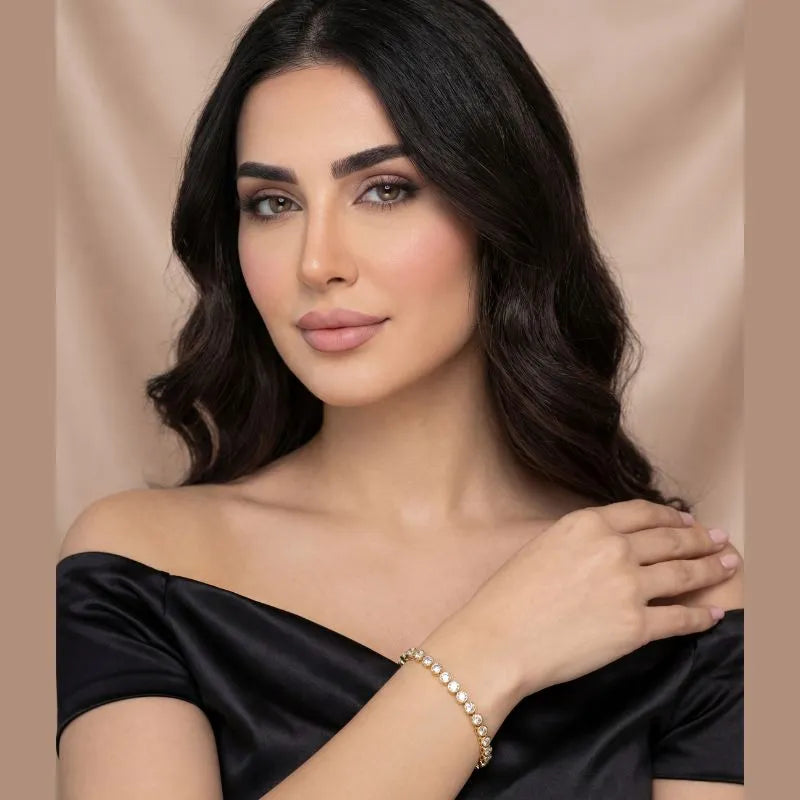 Gold Plated Zirconia Bezel Tennis Bracelet