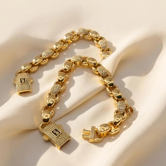 Gold Plated Chain Link Bracelet in 18K Yellow Gold