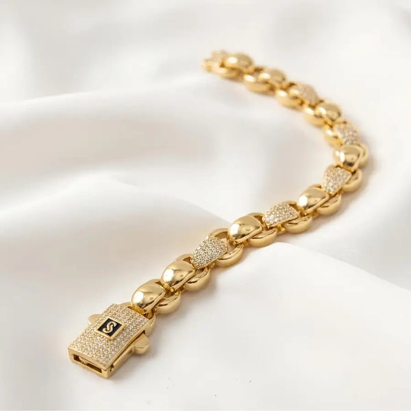 Gold Plated Chain Link Bracelet in 18K Yellow Gold