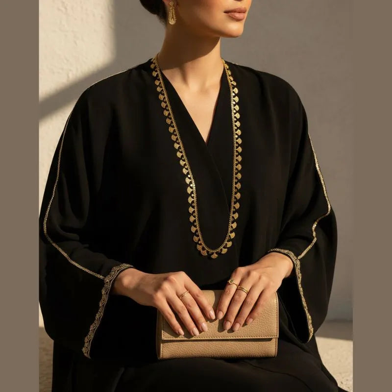 Gold Plated Fan Charm Statement Necklace & Earring Set