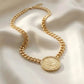 Gold Plated Necklaces for Women – Vintage Coin Zircon Halo Edition
