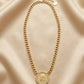 Gold Plated Necklaces for Women – Vintage Coin Zircon Halo Edition