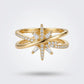 Gold Plated Ring for Ladies with Crossed Sparkling Design